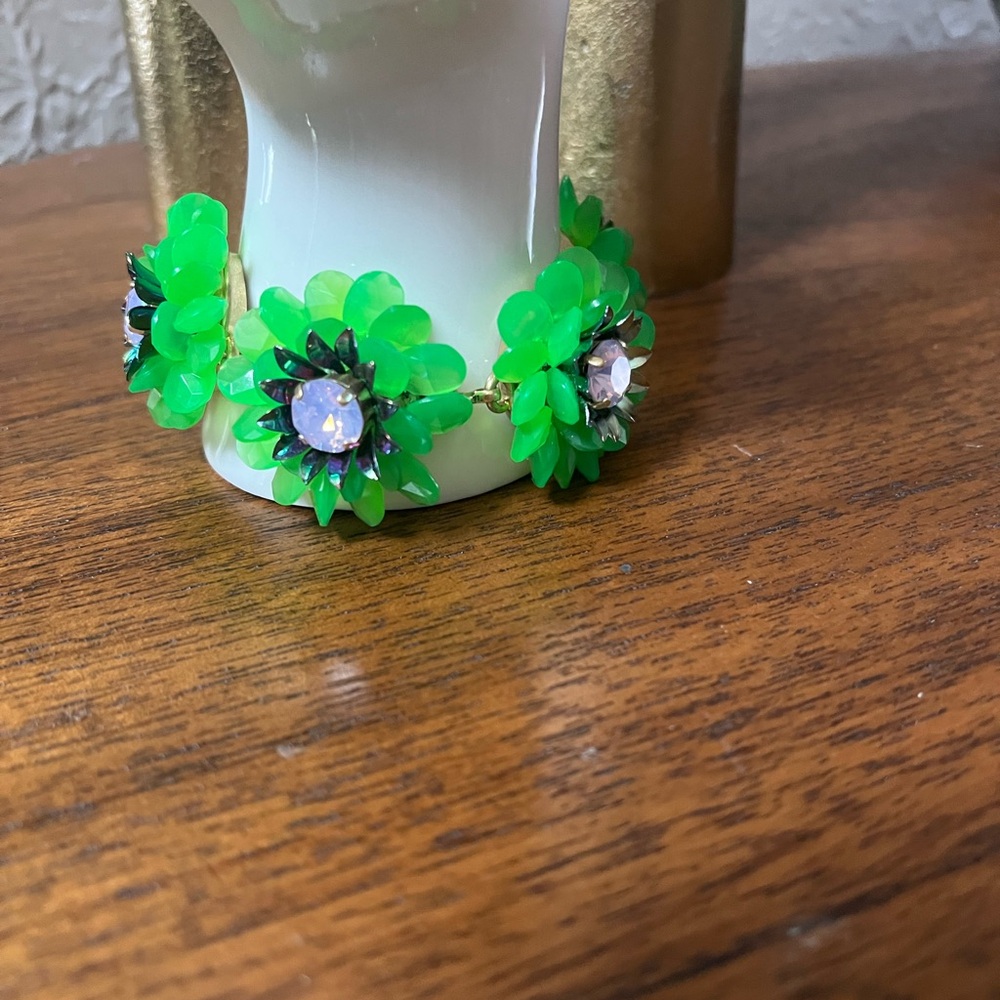 J. Crew Vibrant Green Floral Bracelet